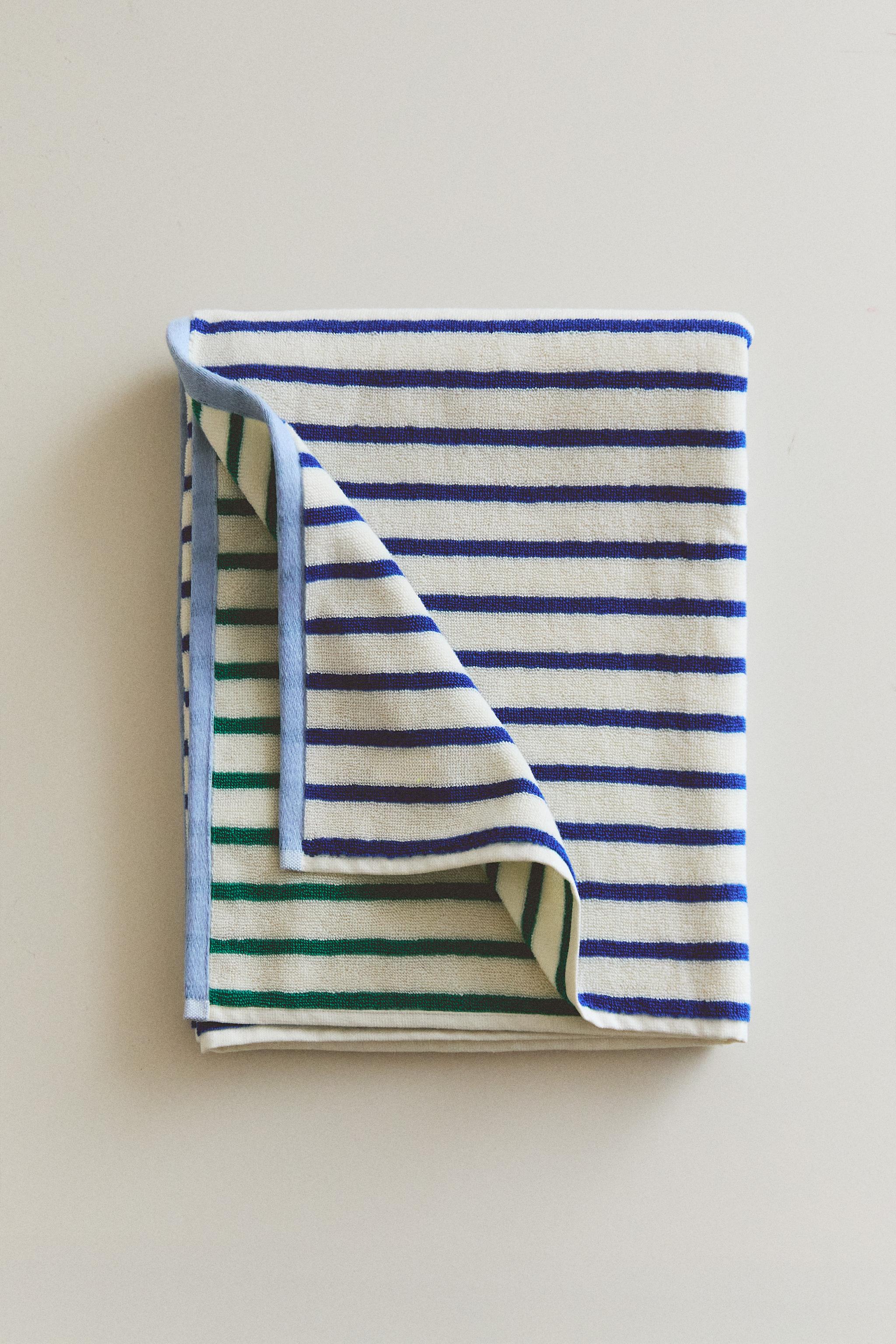SERVIETTE DE BAIN ENFANT RÉVERSIBLE RAYURES